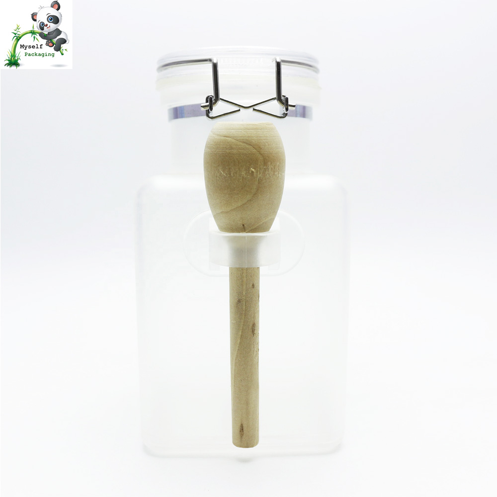 Empty plastic 100g 200g 300g ABS bath salt scrub jar with spoon MBSJ-012K