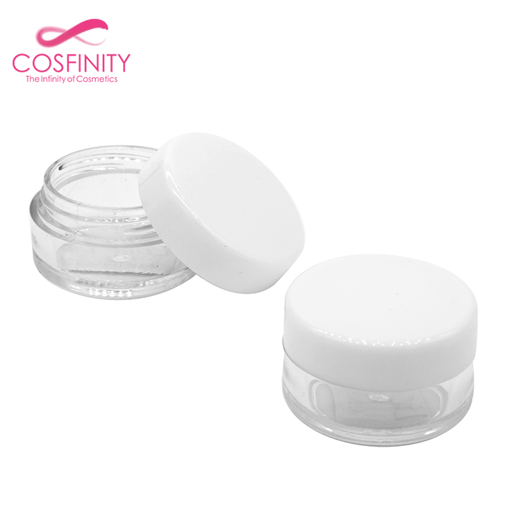 Empty plastic cosmetic loose powder cream jar acrylic cream jar loose powder jar with sifter and black cap