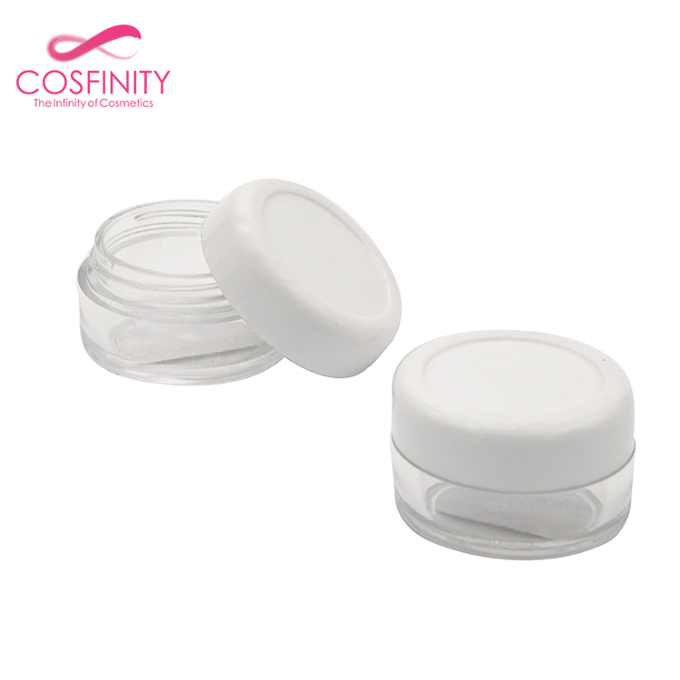 Empty plastic cosmetic loose powder cream jar acrylic cream jar loose powder jar with sifter and black cap