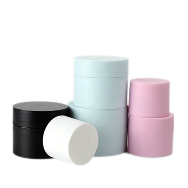 Empty plastic small face cream packaging jar white blue pink black/lip balm jar