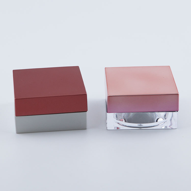 Empty plastic square shape jars container customized lid clear cosmetic packaging jar