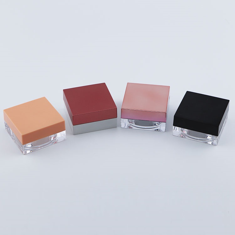 Empty plastic square shape jars container customized lid clear cosmetic packaging jar