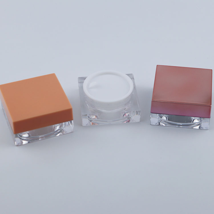 Empty plastic square shape jars container customized lid clear cosmetic packaging jar