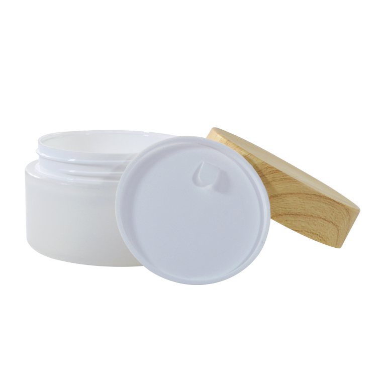 Empty pp white 15g 30g 50g 100g 150g 200g 250g cosmetic container plastic face cream jar with bamboo lid