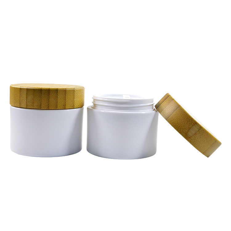 Empty recycled cosmetic packing 15g 30g 50g 100g 200g 250g white Plastic cream jar with bamboo lid
