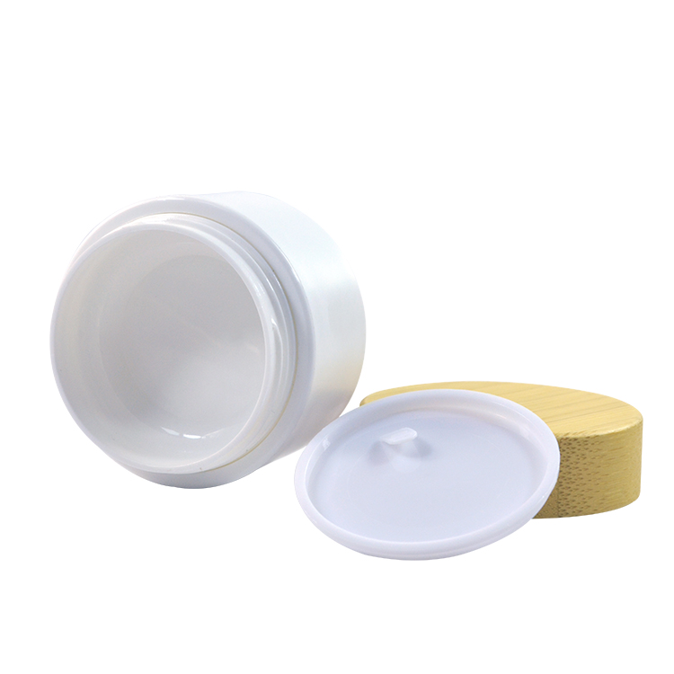 Empty recycled cosmetic packing 15g 30g 50g 100g 200g 250g white Plastic cream jar with bamboo lid