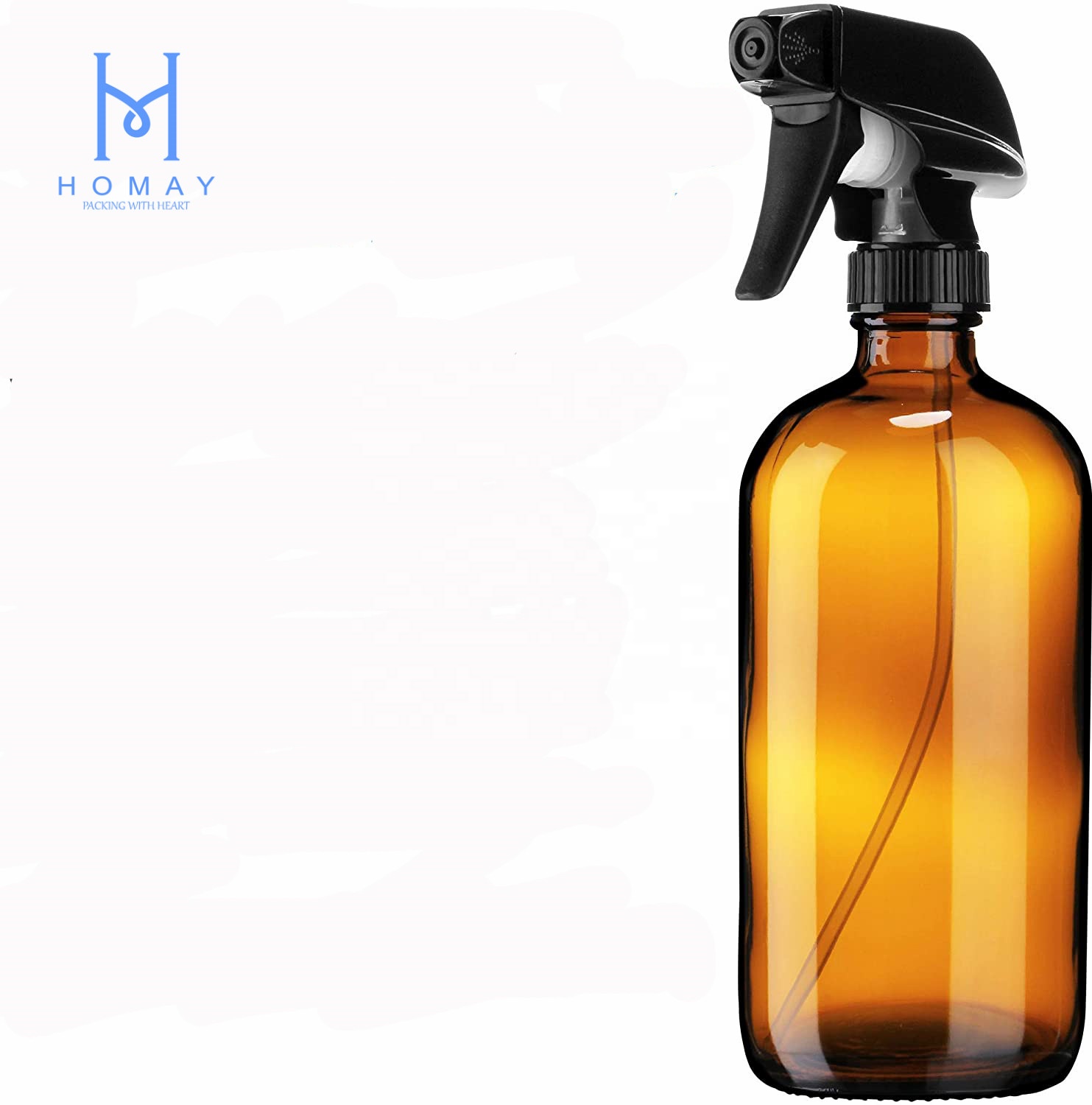 Empty refillable amber glass spray boston round bottles for perfume and disinfectant