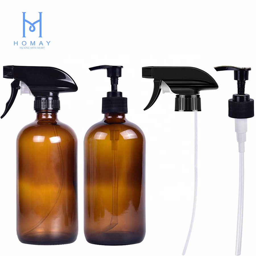 Empty refillable amber glass spray boston round bottles for perfume and disinfectant