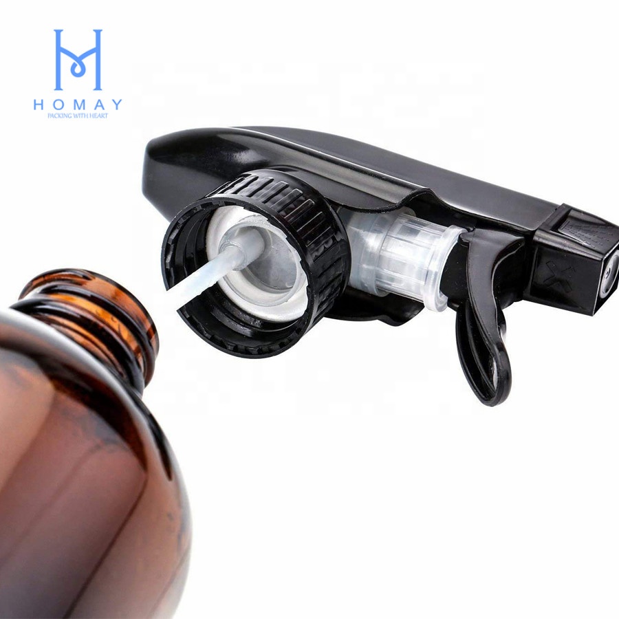 Empty refillable amber glass spray boston round bottles for perfume and disinfectant