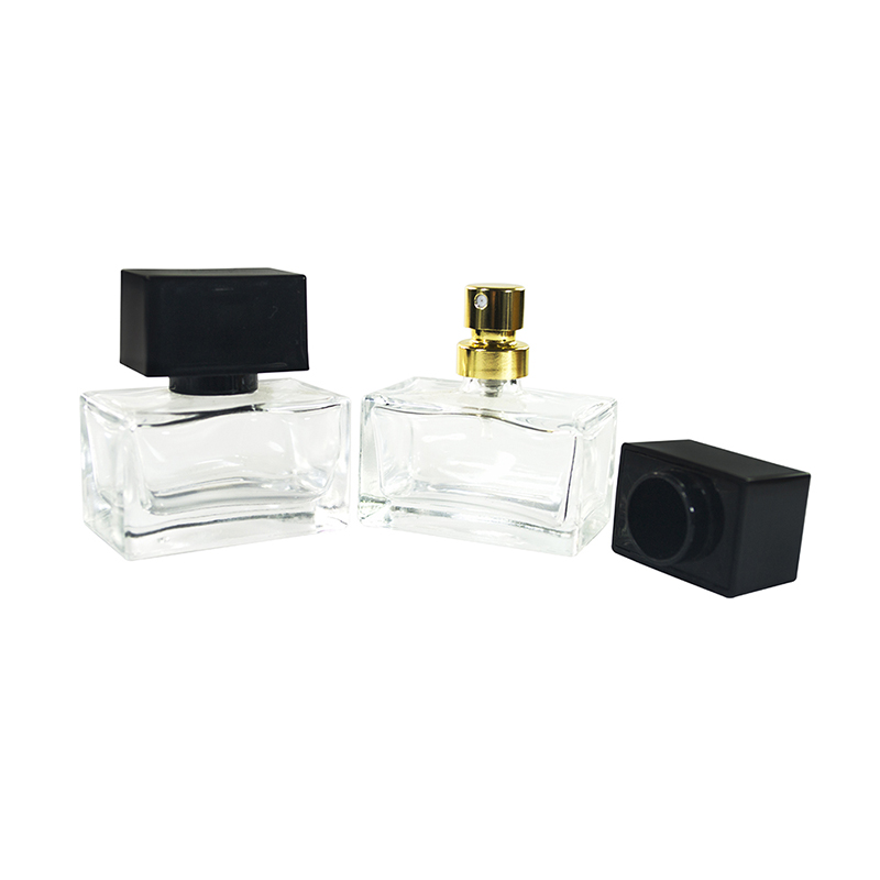 Empty refillable perfume pump spray bottle 30ml 50ml 100ml clear square perfume bottle glass