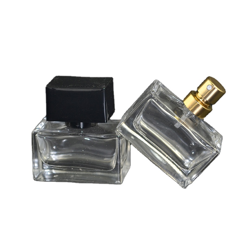 Empty refillable perfume pump spray bottle 30ml 50ml 100ml clear square perfume bottle glass