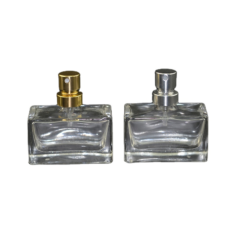 Empty refillable perfume pump spray bottle 30ml 50ml 100ml clear square perfume bottle glass