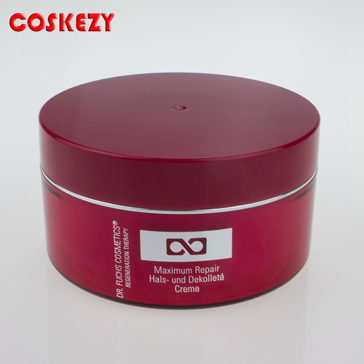 Empty rose red big volumes acrylic jar for cosmetic 100g 200g 300g cosmetic container packaging
