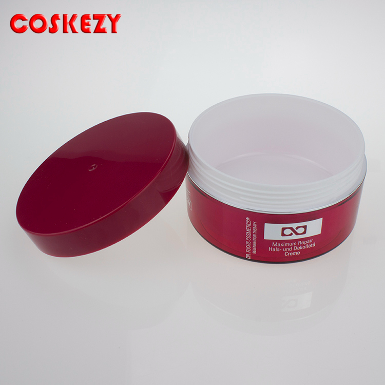 Empty rose red big volumes acrylic jar for cosmetic 100g 200g 300g cosmetic container packaging