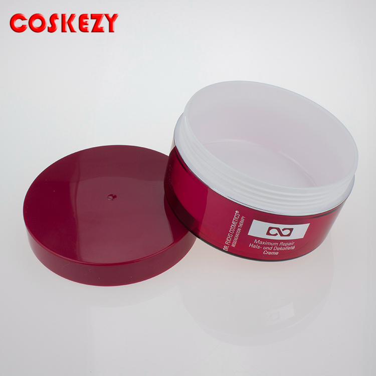 Empty rose red big volumes acrylic jar for cosmetic 100g 200g 300g cosmetic container packaging