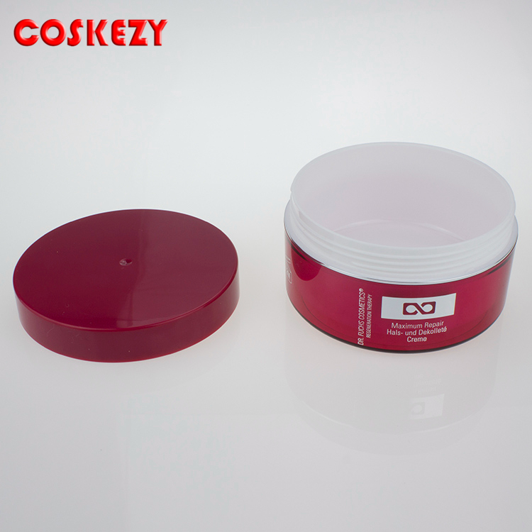Empty rose red big volumes acrylic jar for cosmetic 100g 200g 300g cosmetic container packaging