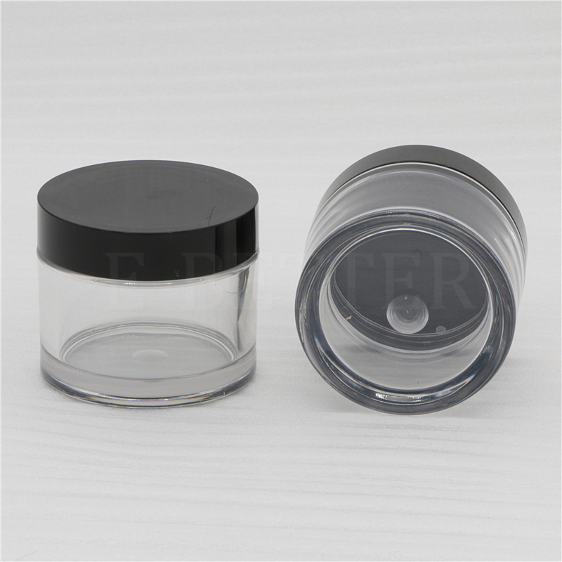 Empty round 10ml 15ml 20ml 30ml 50ml clear cosmetic packaging plastic cream jar medical powder container