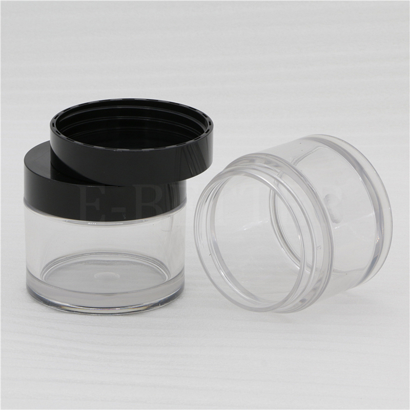 Empty round 10ml 15ml 20ml 30ml 50ml clear cosmetic packaging plastic cream jar medical powder container
