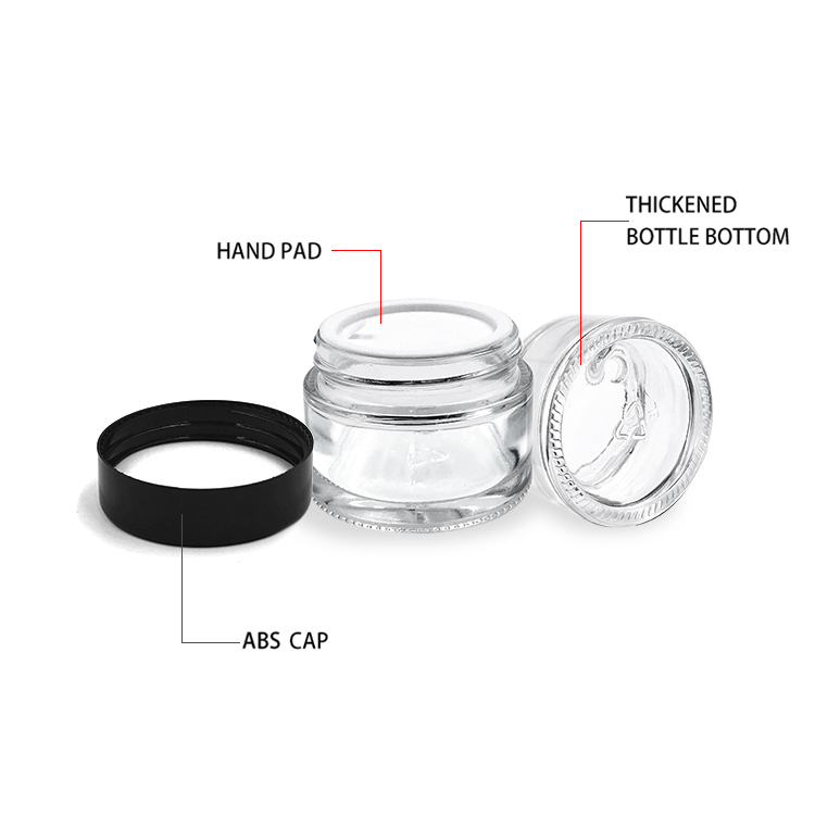 Empty round  2oz glass cosmetic jar with plastic lid