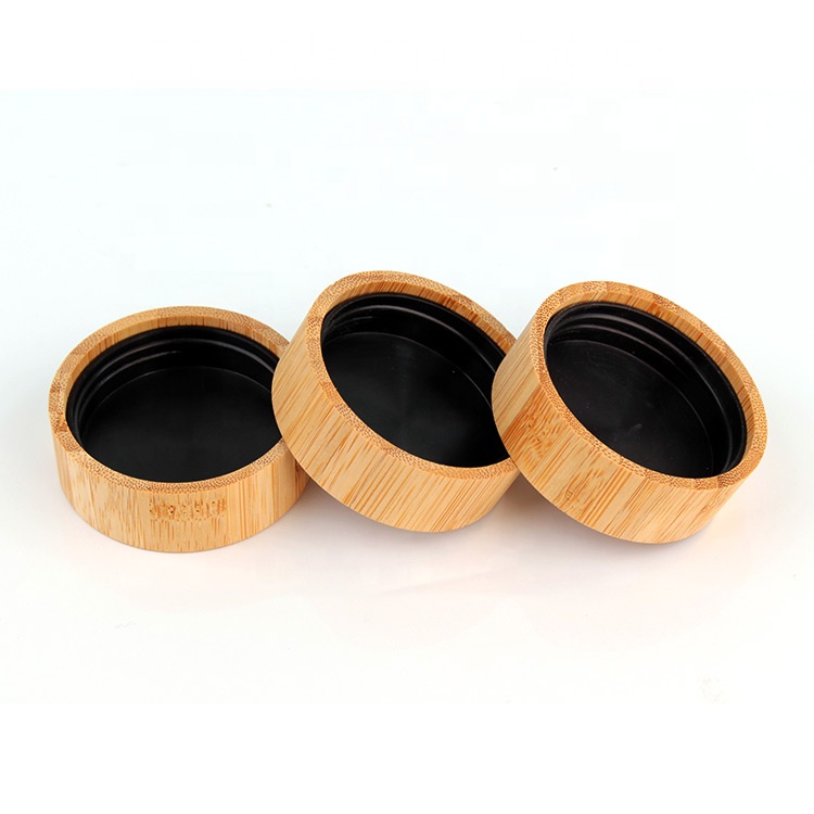 Empty round 3oz 90ml bamboo packing glass cosmetic cream jar with bamboo wooden lid