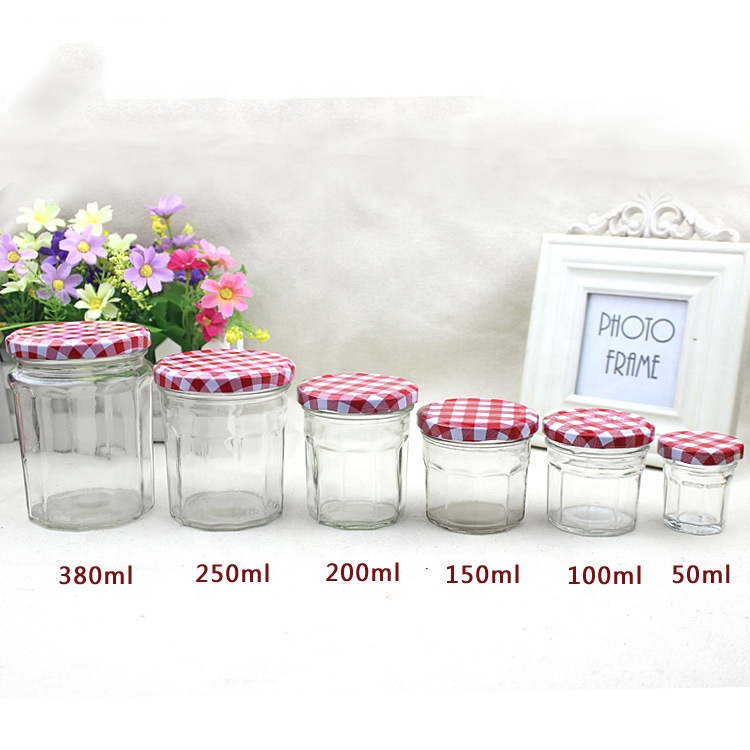 Empty round 50 100 150 200 300 450 ml glass jelly jar jam jar with lid for honey