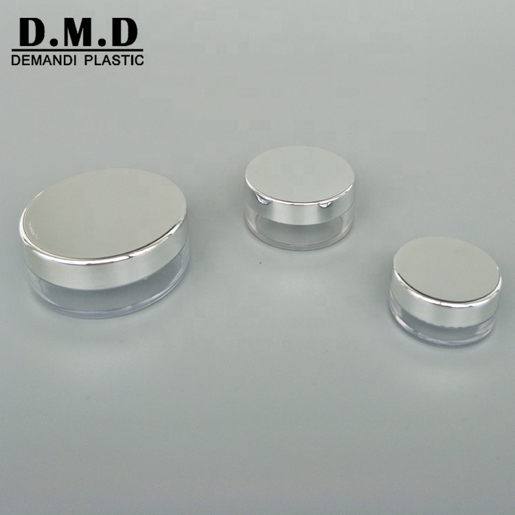 Empty round 5grams 5ml 10ml 20grams 20ml 30mlplastic transparent pot with silver lid cover cap