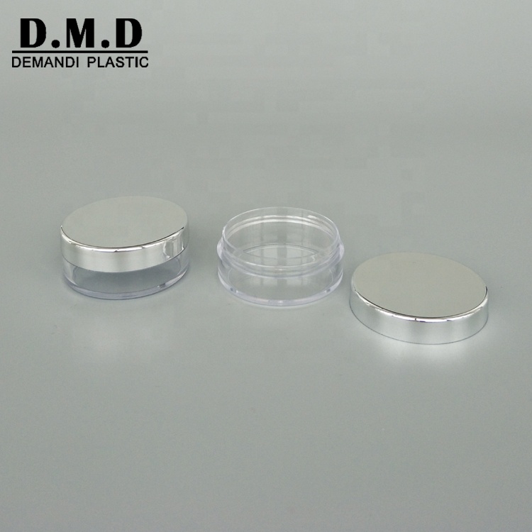 Empty round 5grams 5ml 10ml 20grams 20ml 30mlplastic transparent pot with silver lid cover cap
