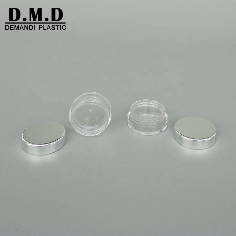 Empty round 5grams 5ml 10ml 20grams 20ml 30mlplastic transparent pot with silver lid cover cap