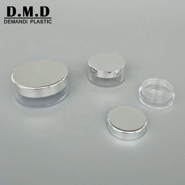 Empty round 5grams 5ml 10ml 20grams 20ml 30mlplastic transparent pot with silver lid cover cap