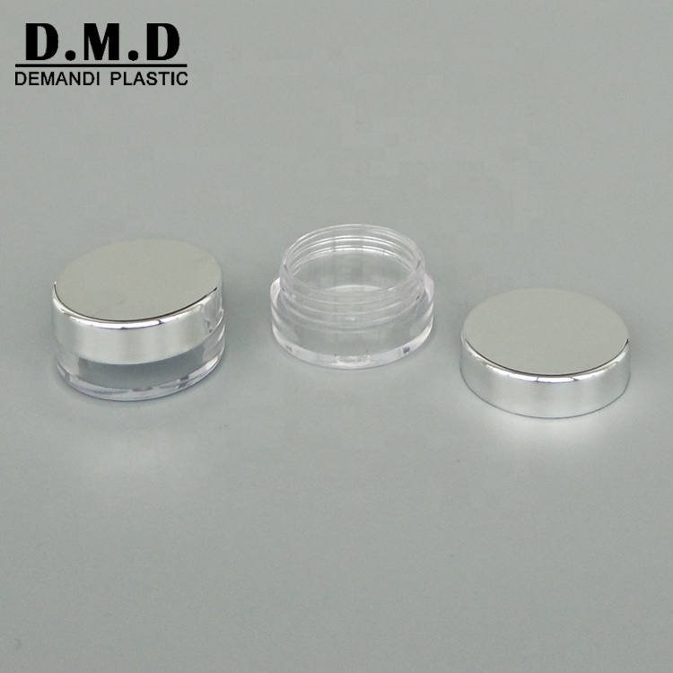 Empty round 5grams 5ml 10ml 20grams 20ml 30mlplastic transparent pot with silver lid cover cap