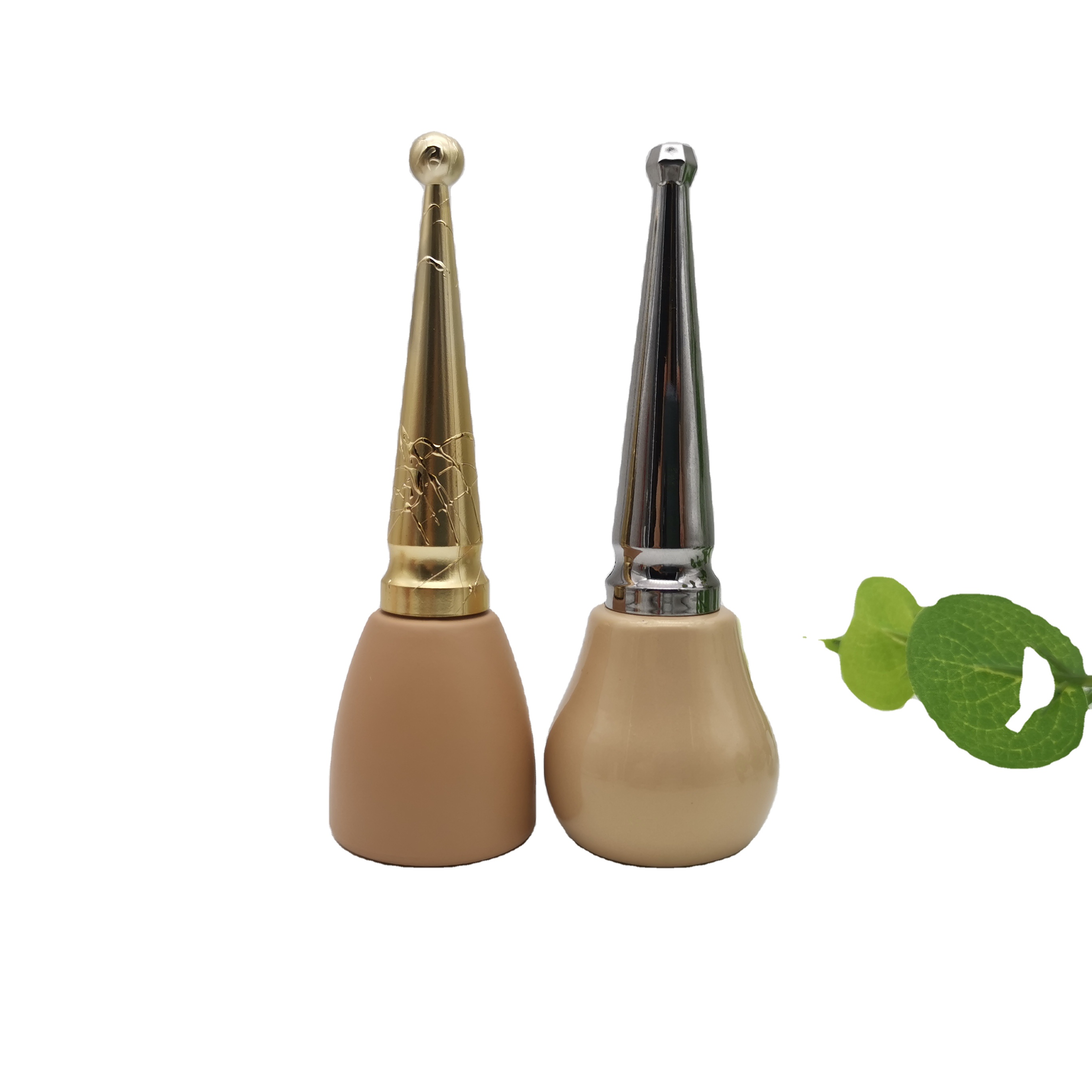 Empty round ball gold lid gel nail polish bottle 12ml with brush