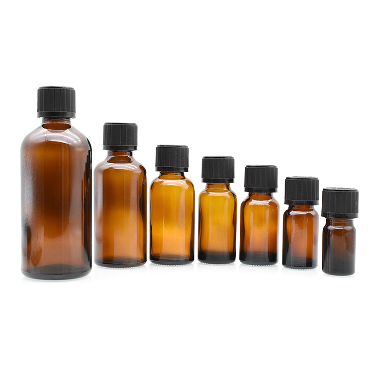 Empty round clear amber blue essential oil 5ml 10ml 15ml 20ml 30ml 1oz 50ml 100ml glass dropper bottles for perfume oils
