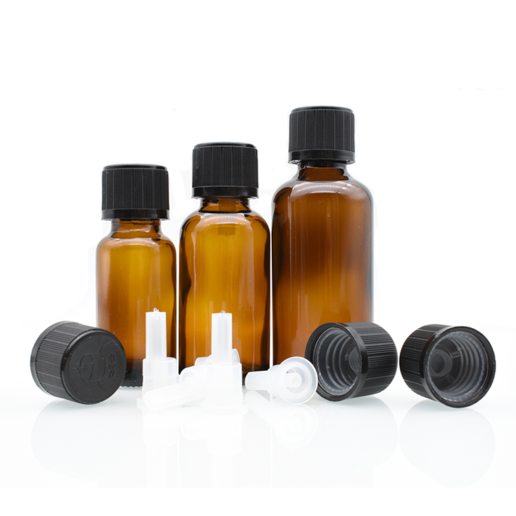 Empty round clear amber blue essential oil 5ml 10ml 15ml 20ml 30ml 1oz 50ml 100ml glass dropper bottles for perfume oils