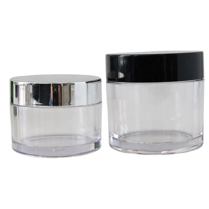 Empty round cosmetic container  100g 150g 200g clear PETG plastic cosmetic cream jar with silver lid