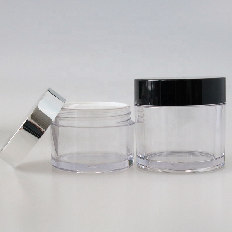 Empty round cosmetic container 100g 150g 200g clear PETG plastic cosmetic cream jar with silver lid