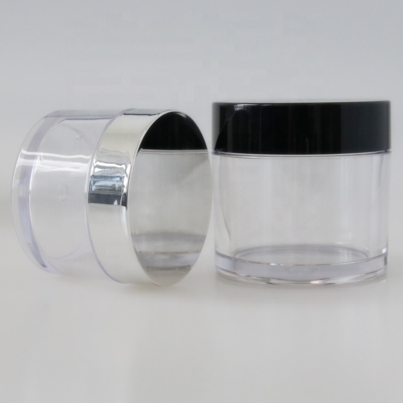Empty round cosmetic container 100g 150g 200g clear PETG plastic cosmetic cream jar with silver lid