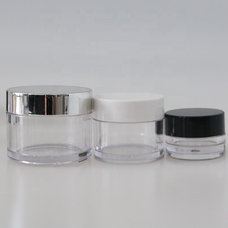 Empty round cosmetic container 100g 150g 200g clear PETG plastic cosmetic cream jar with silver lid