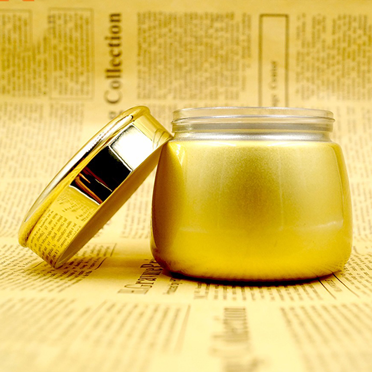 Empty round facial cream 120ml luxury gold UV electroplated glass jar with lid