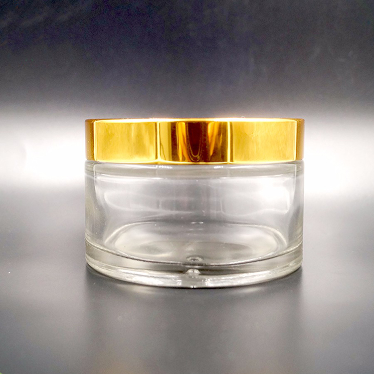 Empty round facial cream 120ml luxury gold UV electroplated glass jar with lid