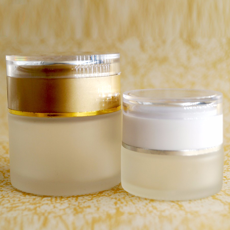 Empty round facial cream 120ml luxury gold UV electroplated glass jar with lid