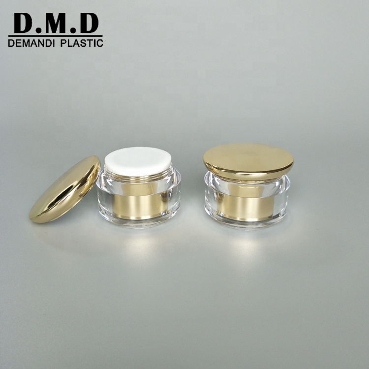 Empty round luxury acrylic cream container 15g 20g 30grams 30ml 1 oz 50 grams 50ml silver cosmetic jar