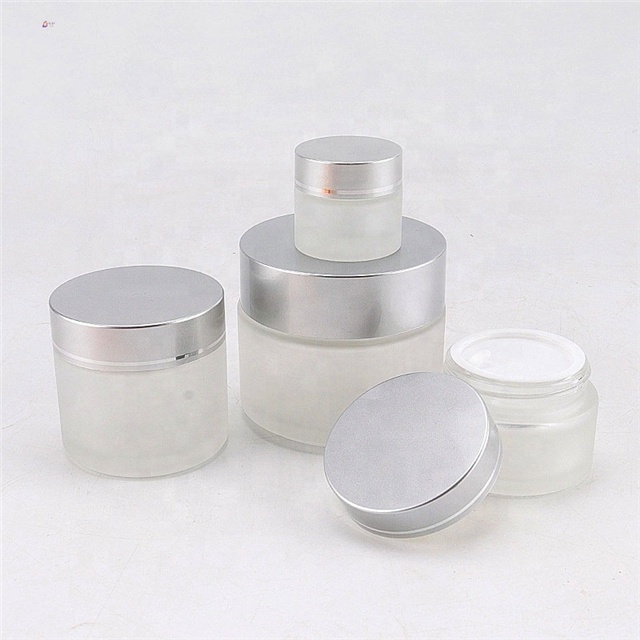 Empty round luxury clear frosted glass jar for eye cream 5g 10g 15g 20g 30g 50g 60g 100g