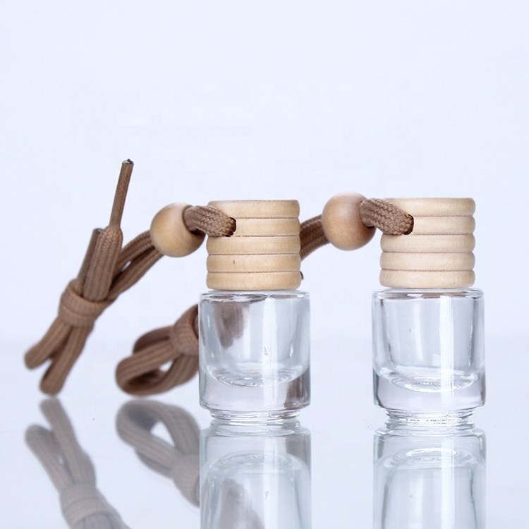 Empty round shaped mini 5ml hanging diffuser glass car air freshener perfume diffuser bottle