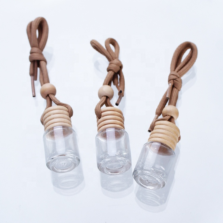Empty round shaped mini 5ml hanging diffuser glass car air freshener perfume diffuser bottle