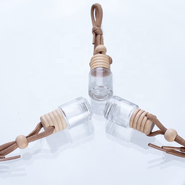 Empty round shaped mini 5ml hanging diffuser glass car air freshener perfume diffuser bottle