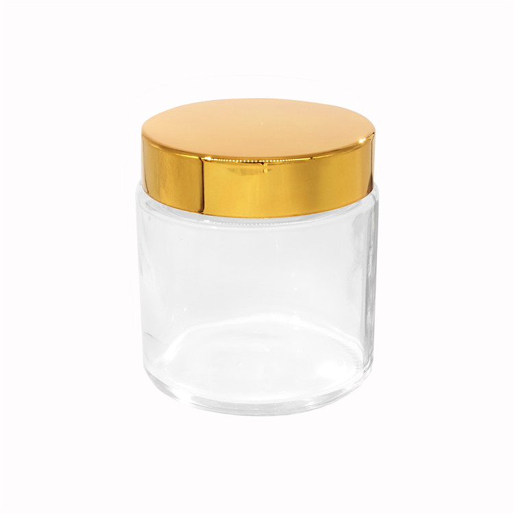 Empty sets clear frosted glass cream jar with bamboo lid glass bottle for toner lotion cosmetic packaging
