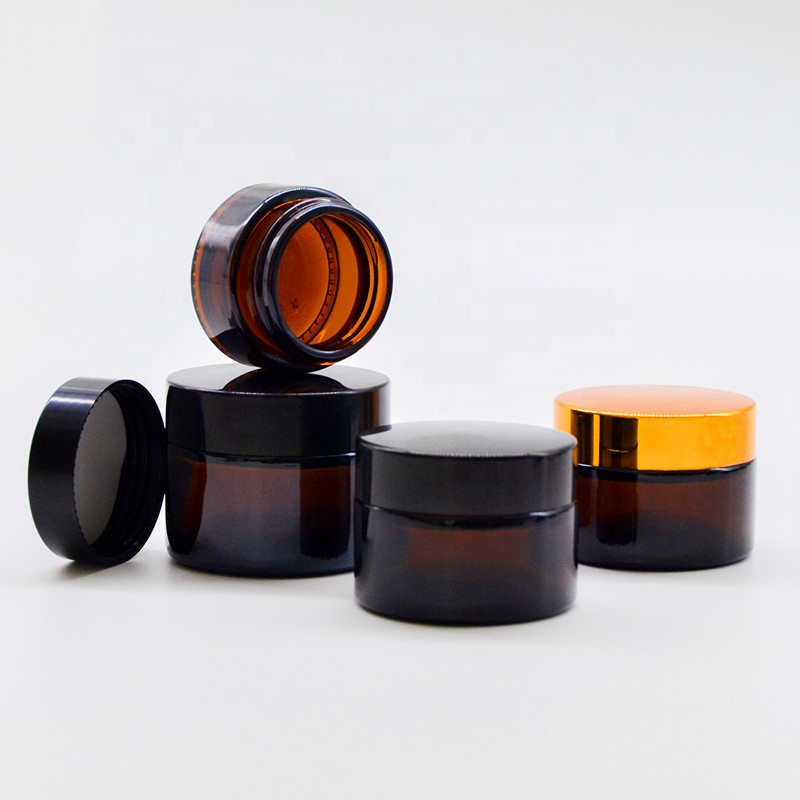 Empty silver black gold lid glass skincare jar 15ml custom logo cosmetic jars 10g cute glass jars 100ml