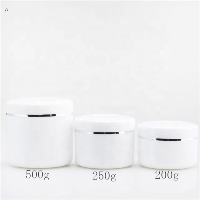 Empty silver edge unique white plastic 30ml face cream jar