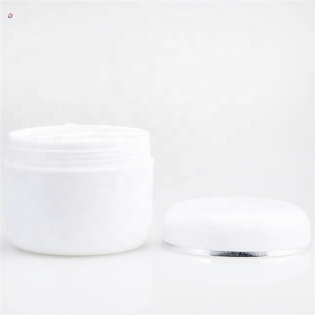 Empty silver edge unique white plastic 30ml face cream jar