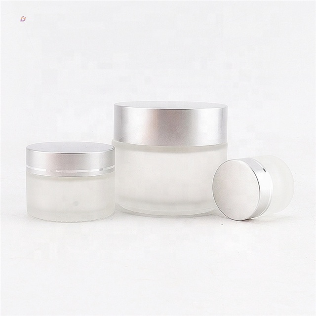 Empty silver gold lid clear frosted cream jar glass 5g 10g 15g 20g 30g 50g 60g 100g